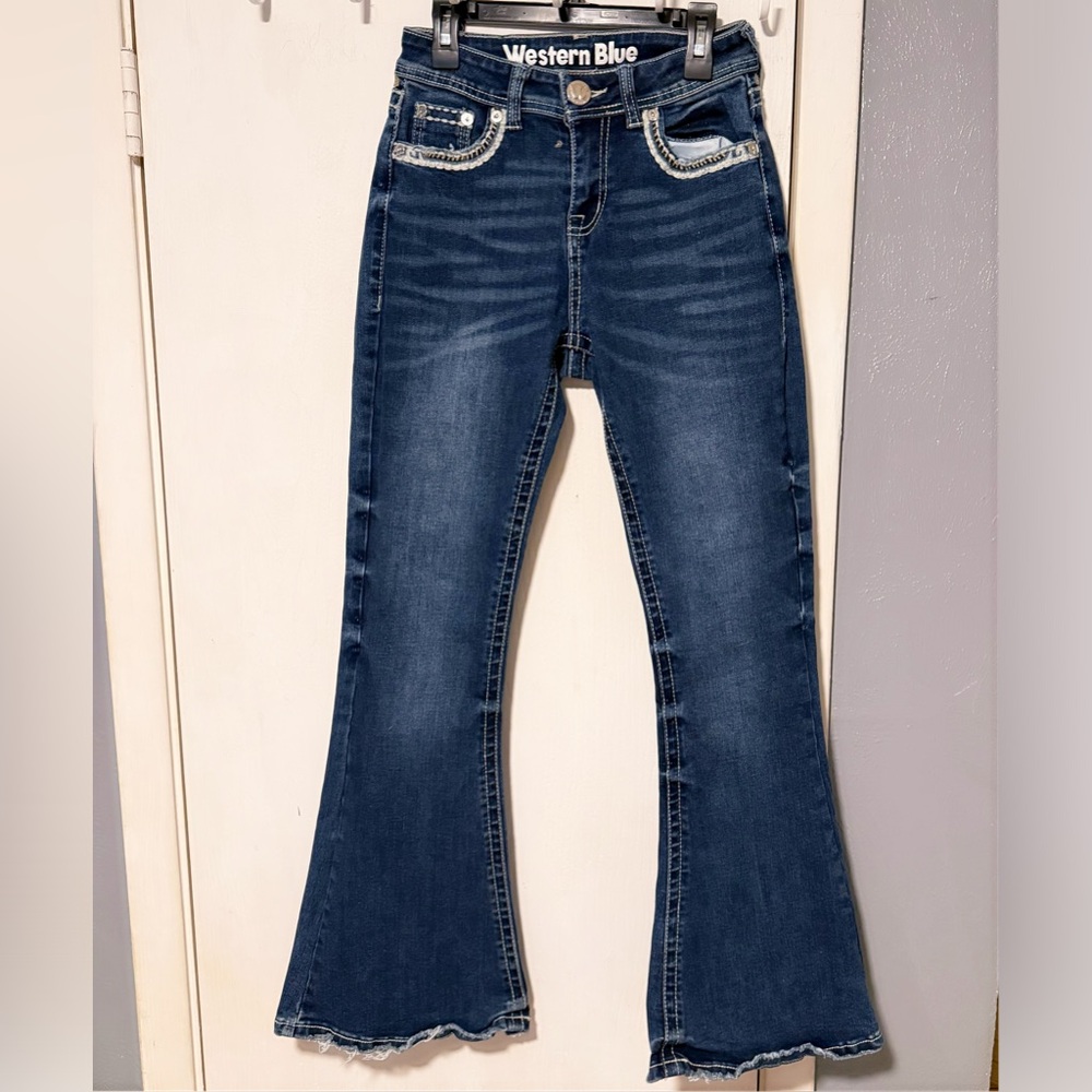 Western Blue Flared Dark Blue Jeans